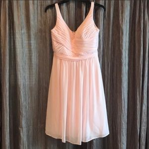 David’s bridal petal pink bridesmaid dress.